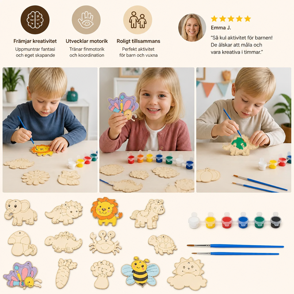 DIY Måla- och Pysselset i Trä för Barn – Skapa och Lek