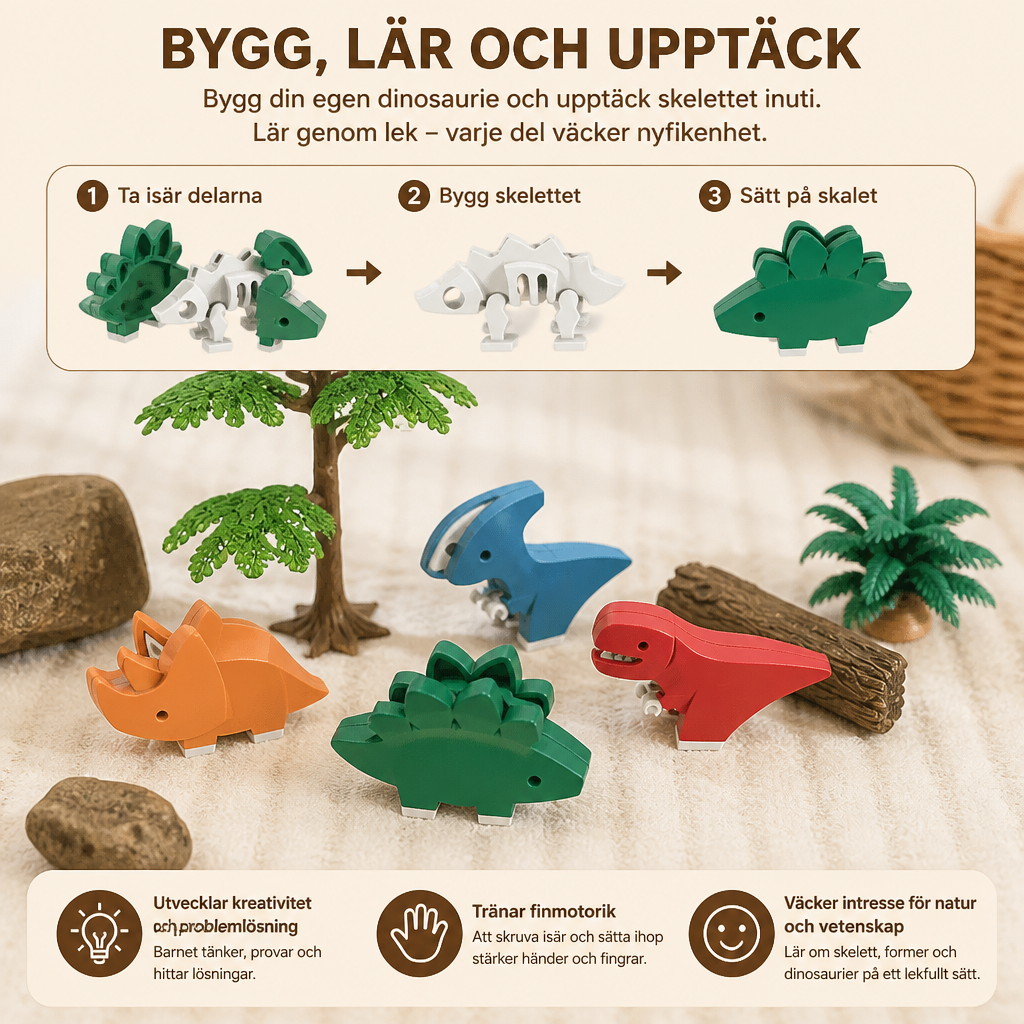 Magnetiskt Byggset med Djurskelett – STEM-Leksak för Att Ta Isär och Lära