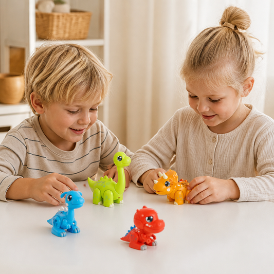Enkel att montera STEM-lärleksak med dinosaurier, ljus och ljud