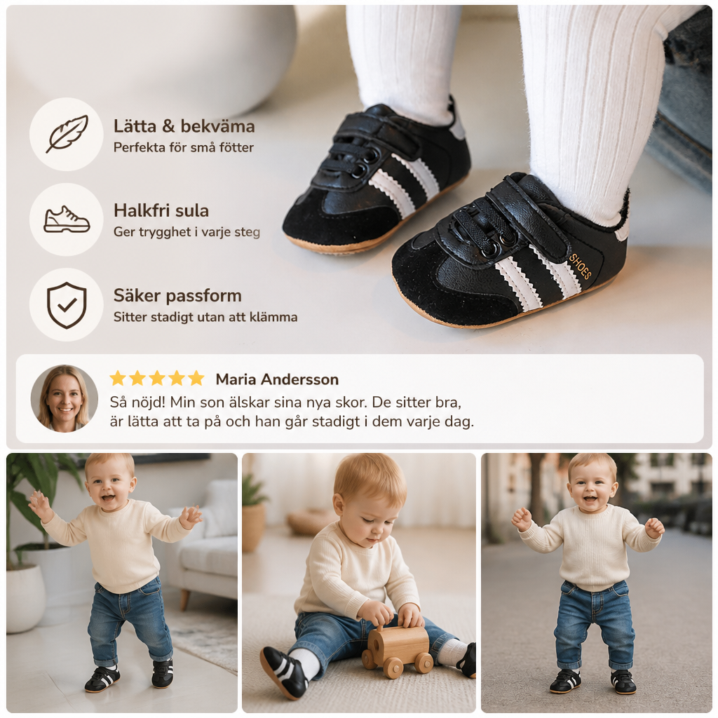 Klassiska Retro-Babysneakers – Mjuka Första Gångsskor Med Mjuk Sula