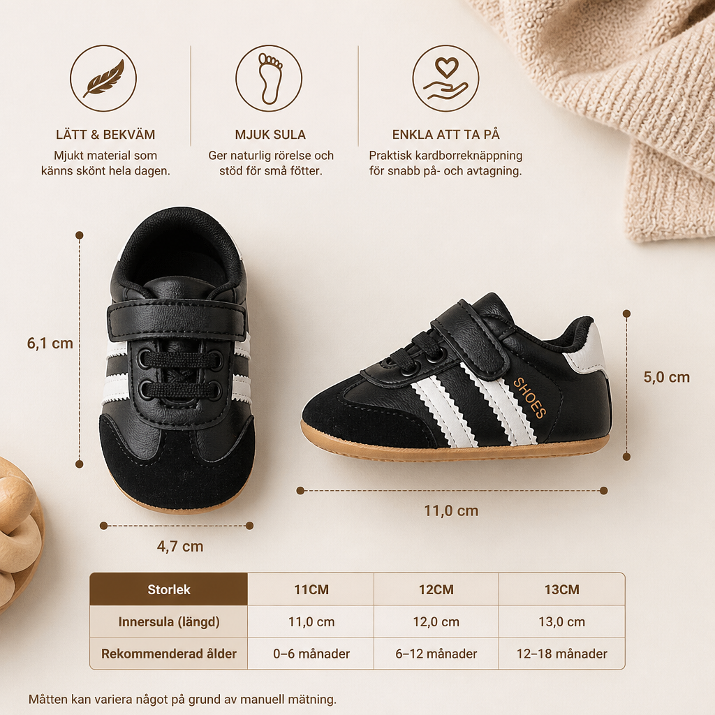 Klassiska Retro-Babysneakers – Mjuka Första Gångsskor Med Mjuk Sula