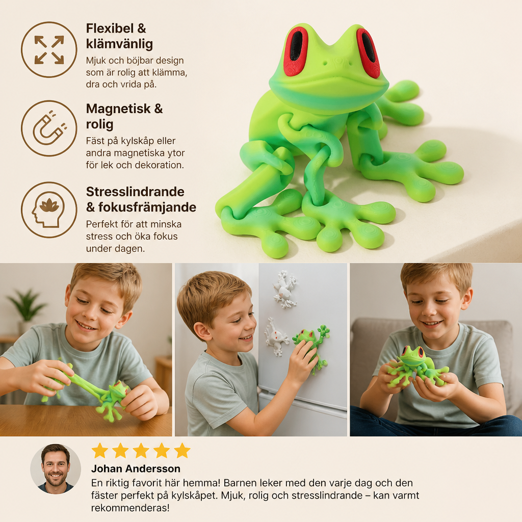 3D-tryckt magnetisk flexibel fidgetleksak i grodform