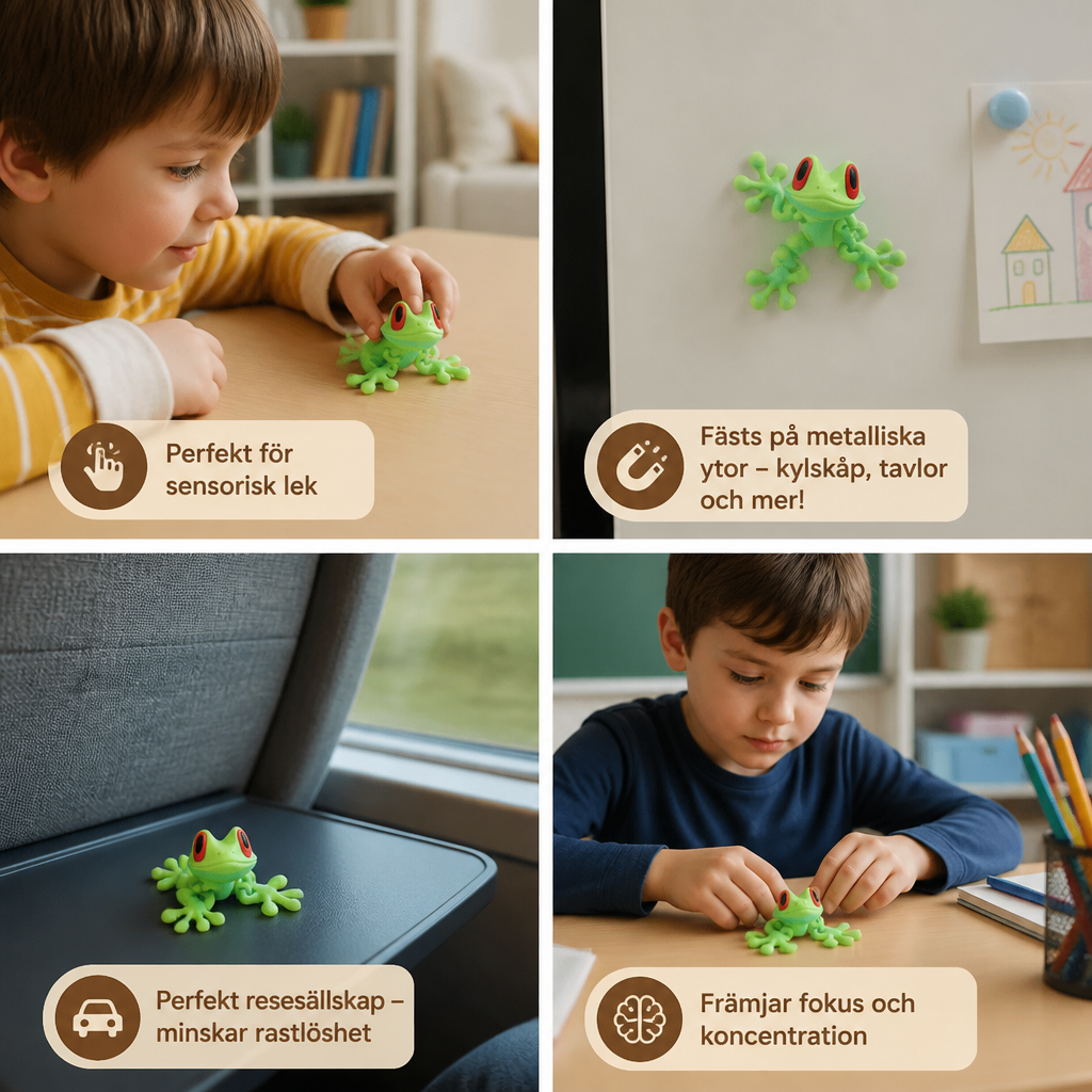 3D-tryckt magnetisk flexibel fidgetleksak i grodform