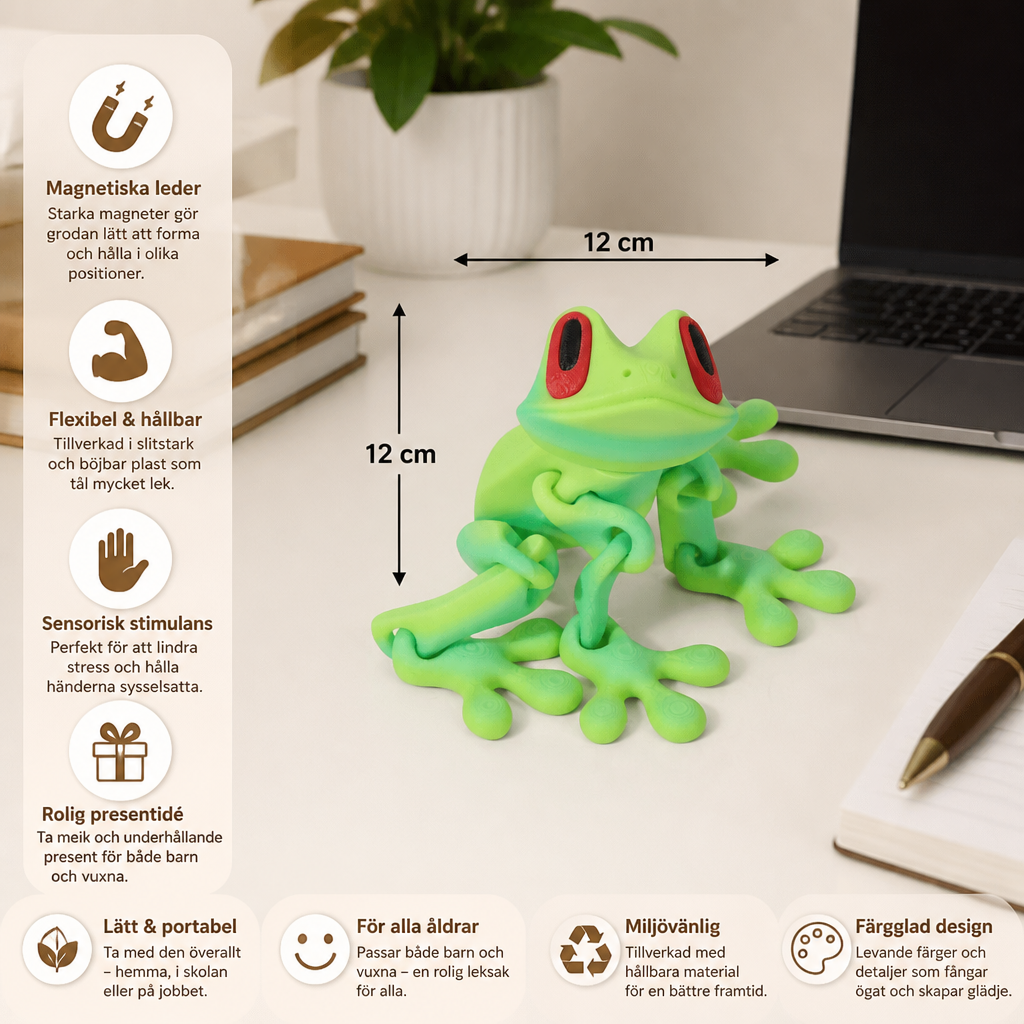 3D-tryckt magnetisk flexibel fidgetleksak i grodform