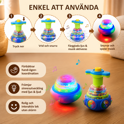 Interaktiv lysande musikalisk snurra för barn
