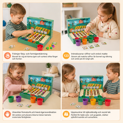 Montessori Sorteringsspel för Färger och Siffror – Lärorik Bondgård