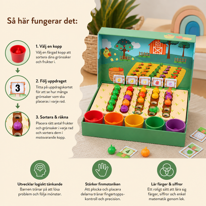 Montessori Sorteringsspel för Färger och Siffror – Lärorik Bondgård