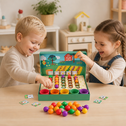 Montessori Sorteringsspel för Färger och Siffror – Lärorik Bondgård