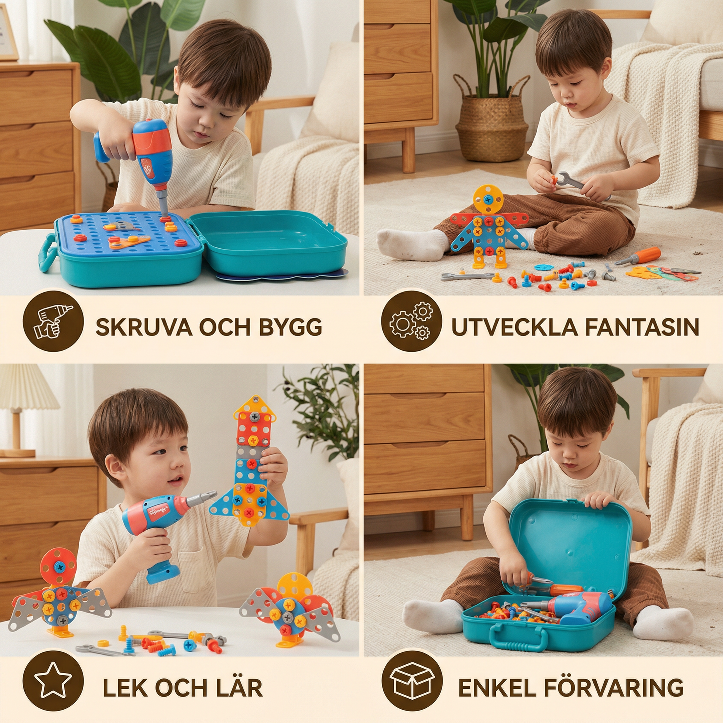 Hantverksbyggsats för barn i gullig dino-design