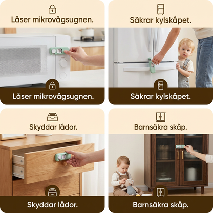 2-Pack Barnsäkerhetslås för Skåp, Kylskåp och Lådor – Multifunktionella Säkerhetslås för Bebisar och Barn