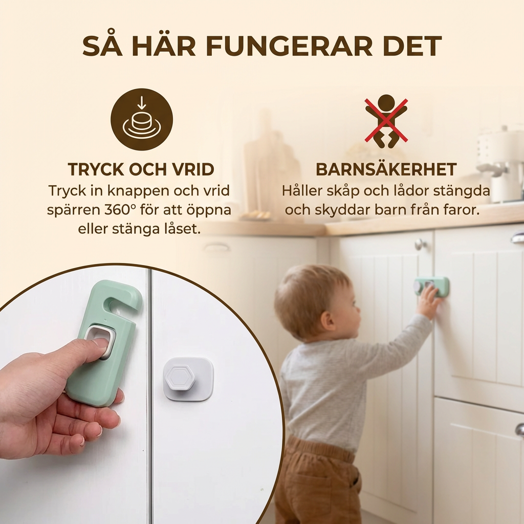 2-Pack Barnsäkerhetslås för Skåp, Kylskåp och Lådor – Multifunktionella Säkerhetslås för Bebisar och Barn
