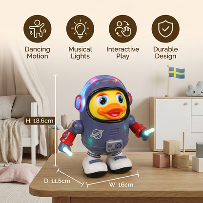 Dansande anka i astronautdräkt