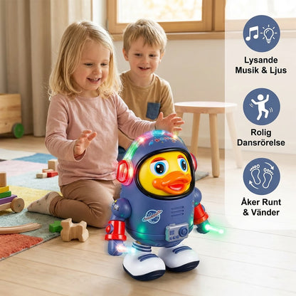 Dansande anka i astronautdräkt