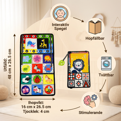 Interaktiv Spegelbok för Baby – Hopfällbar och Tvättbar Mjuk Tygleksak