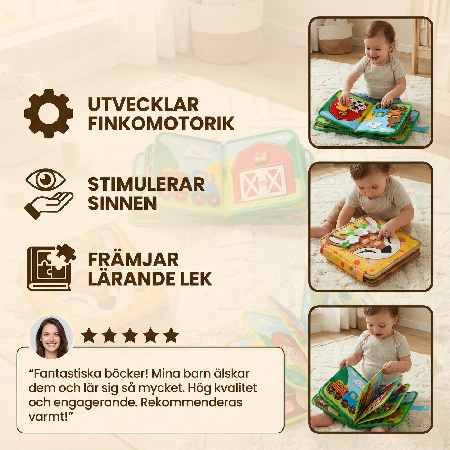 3-delad Montessori lek- och sagolärbok