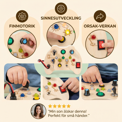 LED Controller Busy Board i Trä – Montessori Leksak för Att Främja Motorik
