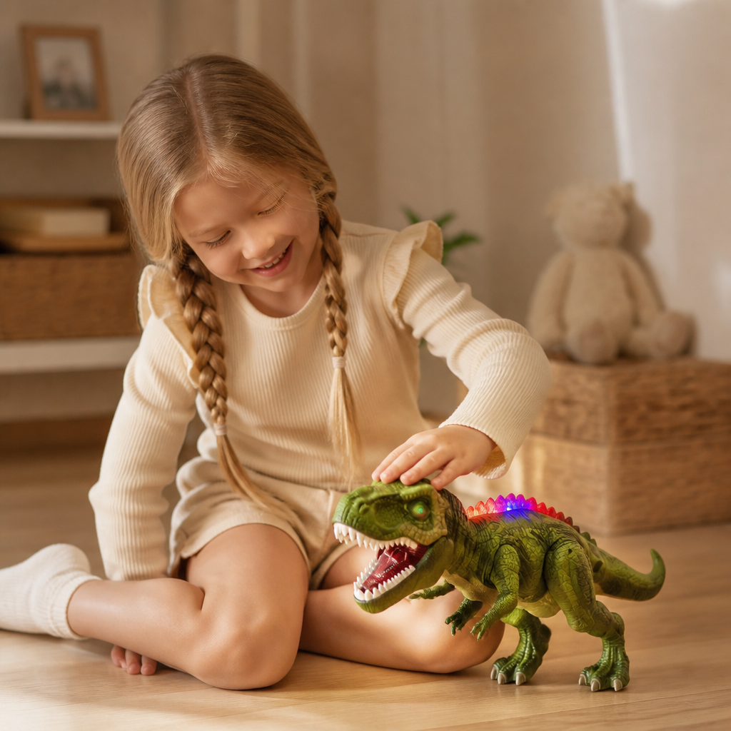 Fjärrstyrd Gående T-Rex – RC-Dinosaurie Med Spraydimma, Ljus Och Ljud