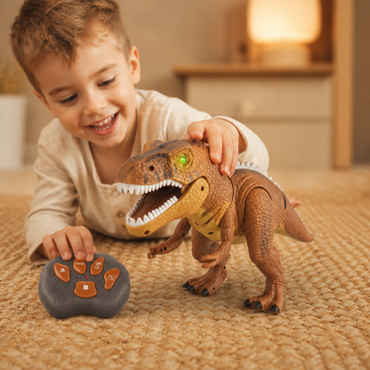 Fjärrstyrd Gående T-Rex – RC-Dinosaurie Med Spraydimma, Ljus Och Ljud