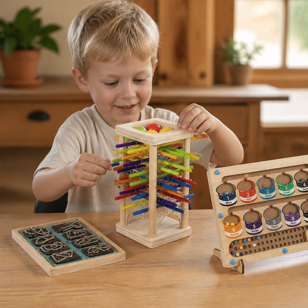 3-delat Montessori-pusselset för lek och utveckling för barn