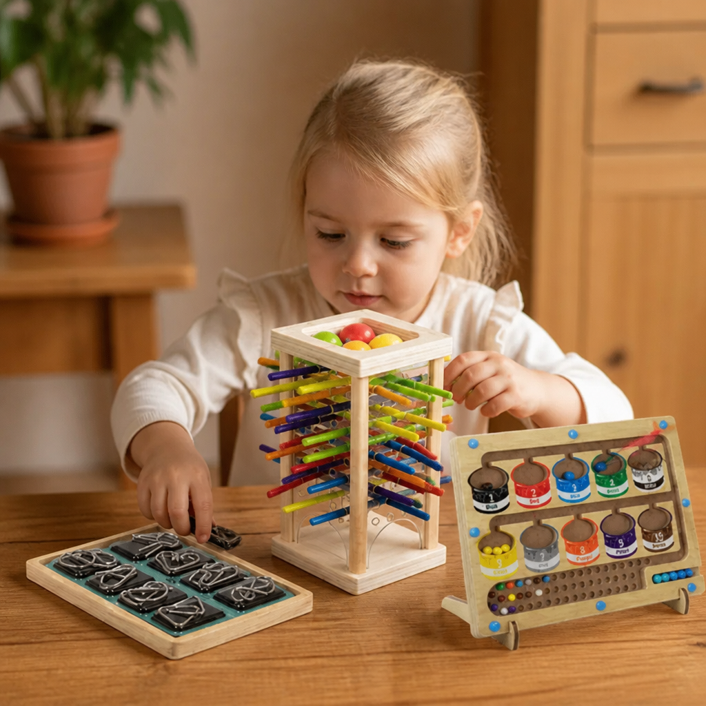 3-delat Montessori-pusselset för lek och utveckling för barn