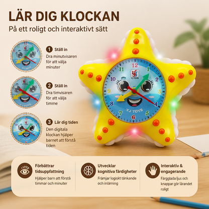 Pedagogisk klockleksak i sjöstjärneform – interaktiv leksak för barn som lär sig klockan