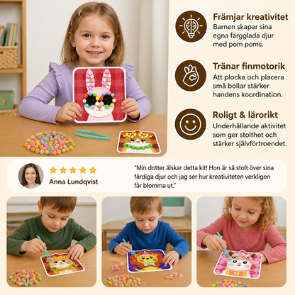 Fluffigt pyssel- och målarset med pompomdjur