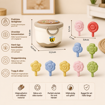 Montessori-Lärspel Med Blomkruka För Att Matcha Färger Och Siffror