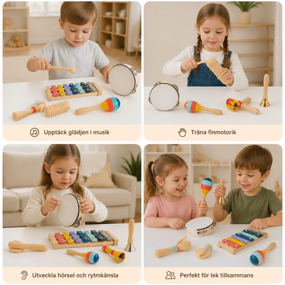 Musikinstrumentset i trä – Montessori-slagverksleksaker för barn för att lära sig rytm