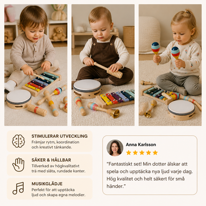 Musikinstrumentset i trä – Montessori-slagverksleksaker för barn för att lära sig rytm