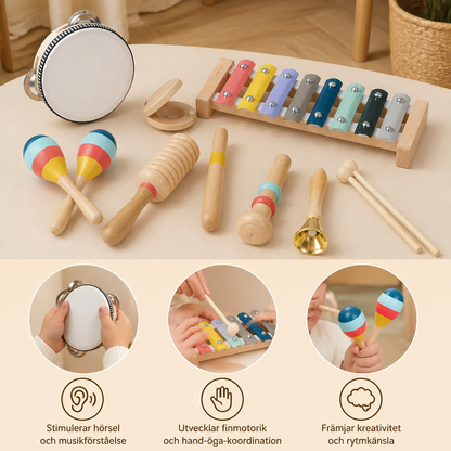 Musikinstrumentset i trä – Montessori-slagverksleksaker för barn för att lära sig rytm