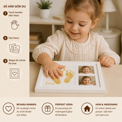 DIY-kit för barn med minnesram för handavtryck – handavtryck och fotovisning