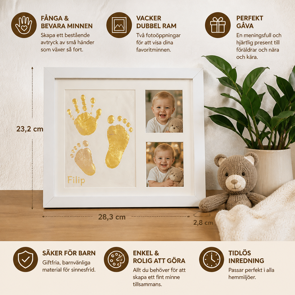 DIY-kit för barn med minnesram för handavtryck – handavtryck och fotovisning