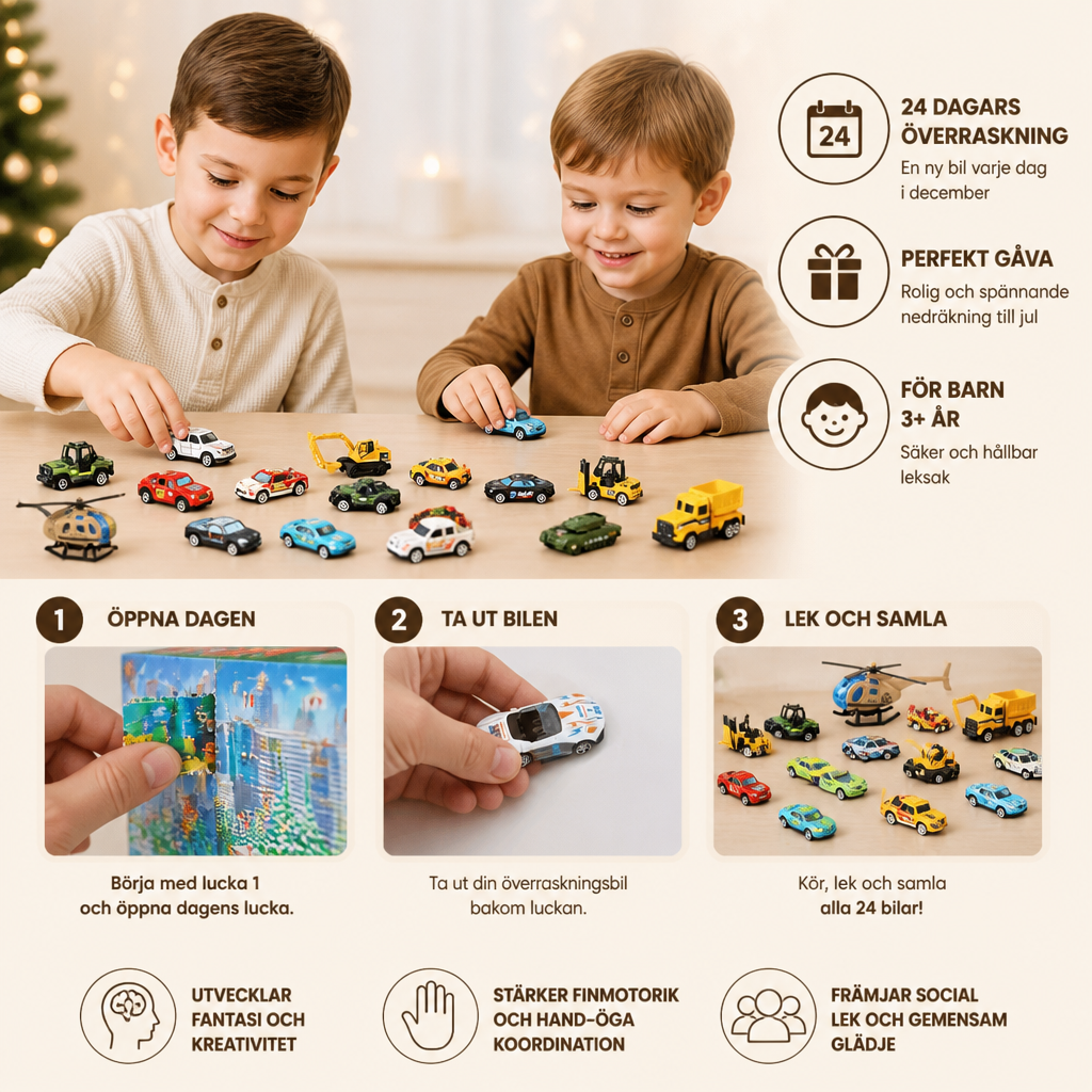 Julkalender med Bilar i Metallgjutning för Barn