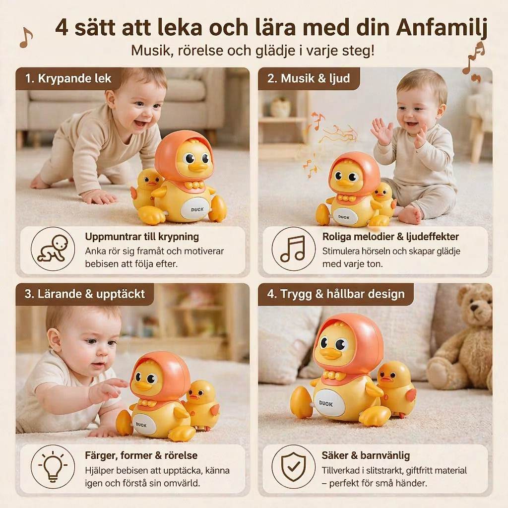 Musikalisk Anfamilj – Kryp- och Lärleksak med Musik för Bebisar