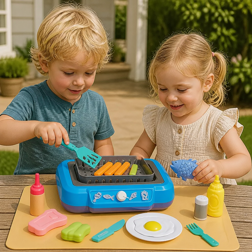 Barnens BBQ Grillset med Lekmatta och Tillbehör