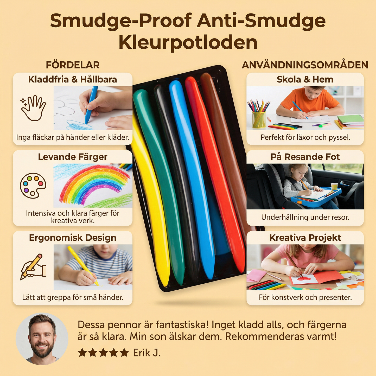 Smudge-Proof – Smudgefria Färgpennor för Kreativa Barn