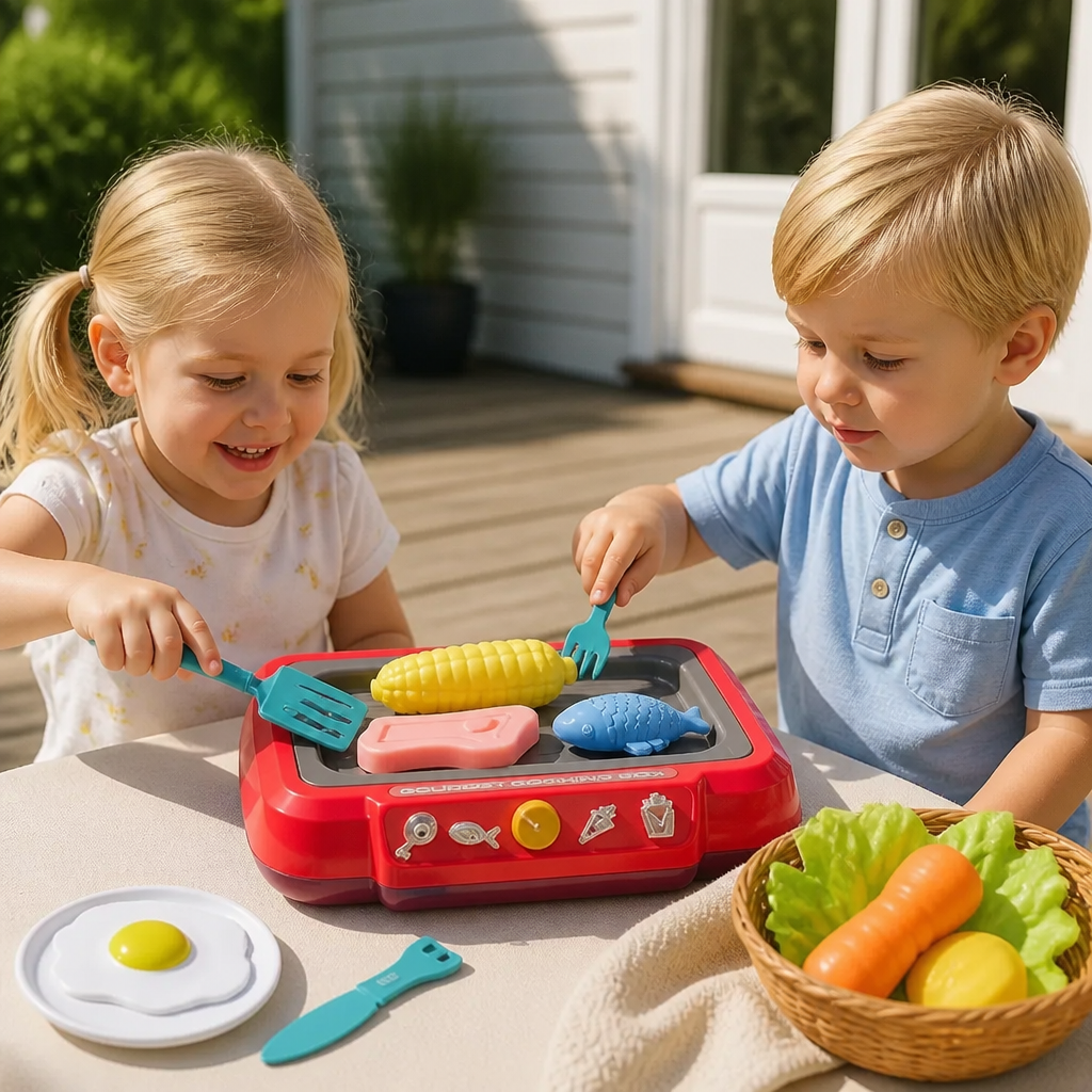 Barnens BBQ Grillset med Lekmatta och Tillbehör