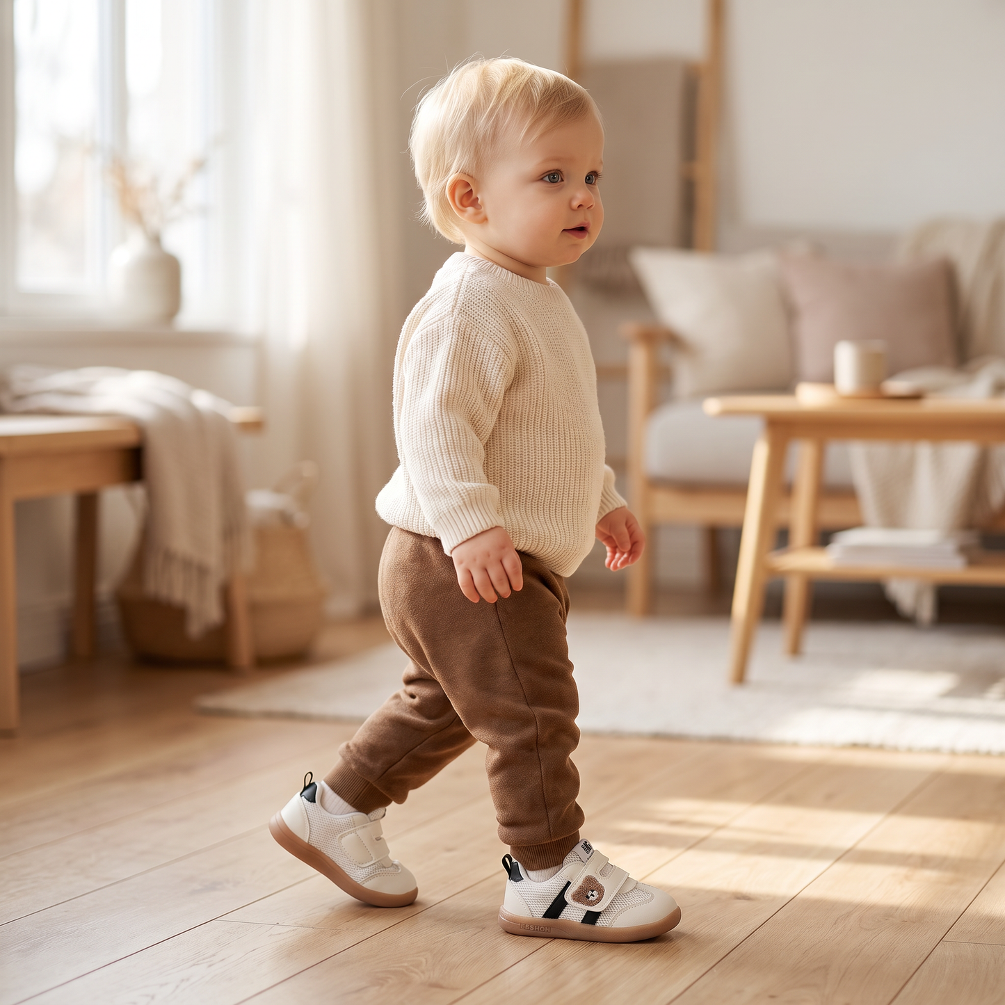 Andningsbara första gångs skor för bebisar och småbarn – mjuk sula och halkfri design