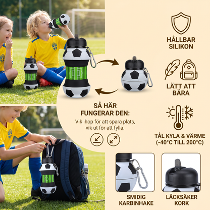 Fällbar och slitstark fotbollsflaska i silikon