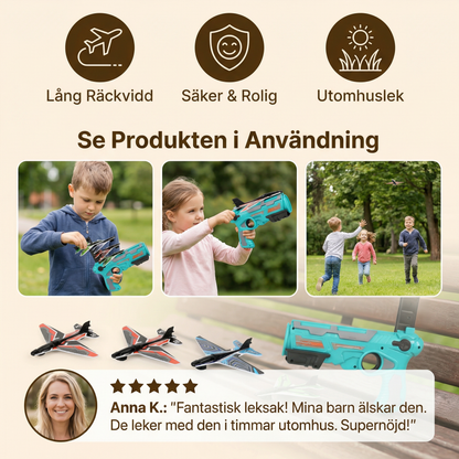 Barn flygplanskatapult – utomhus flygleksak