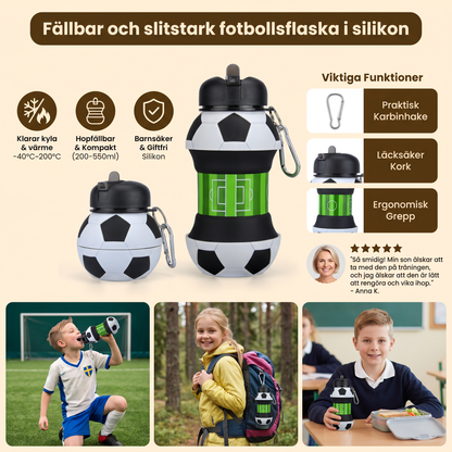 Fällbar och slitstark fotbollsflaska i silikon