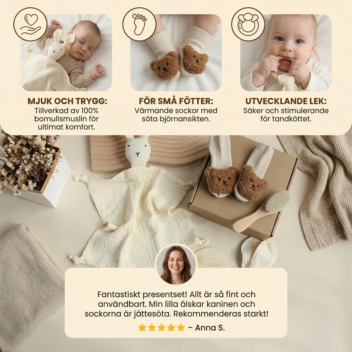 6-delat presentset för nyfödda – baby startpaket
