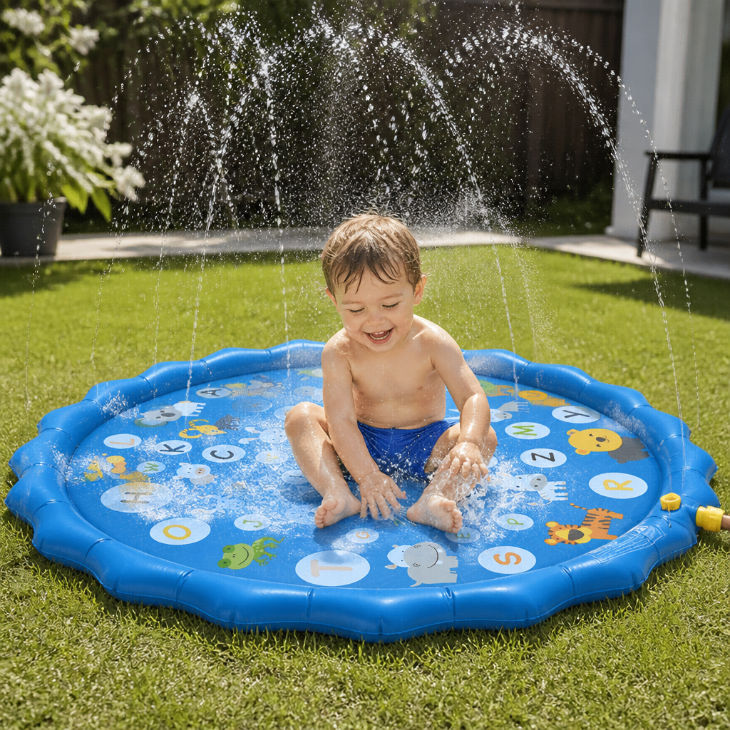 Inflatable Kids Splash Pad med Sprinkler – Utomhus Vattenlekmatta för Trädgård & Strand