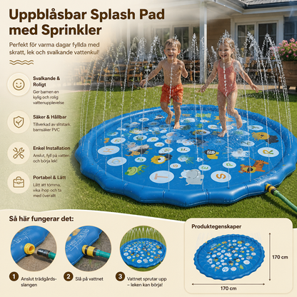 Inflatable Kids Splash Pad med Sprinkler – Utomhus Vattenlekmatta för Trädgård & Strand