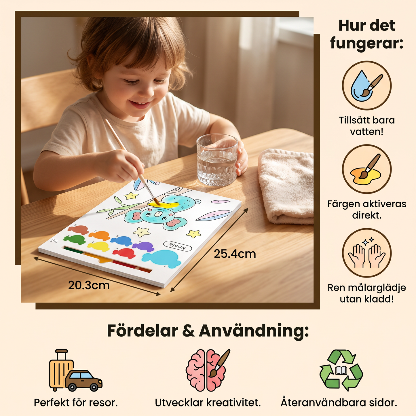Akvarellmålarbok med pensel – Ren målarglädje med bara vatten