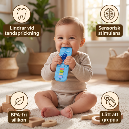 Bitring för bebisar i form av en fjärrkontroll av silikon – BPA-fri sensorisk tuggleksak