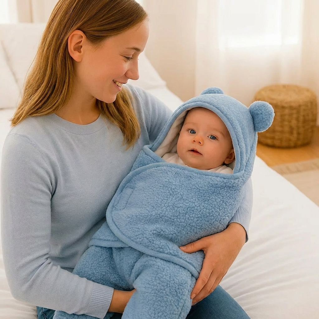 Babyfilt och pyjamas i bärdesign