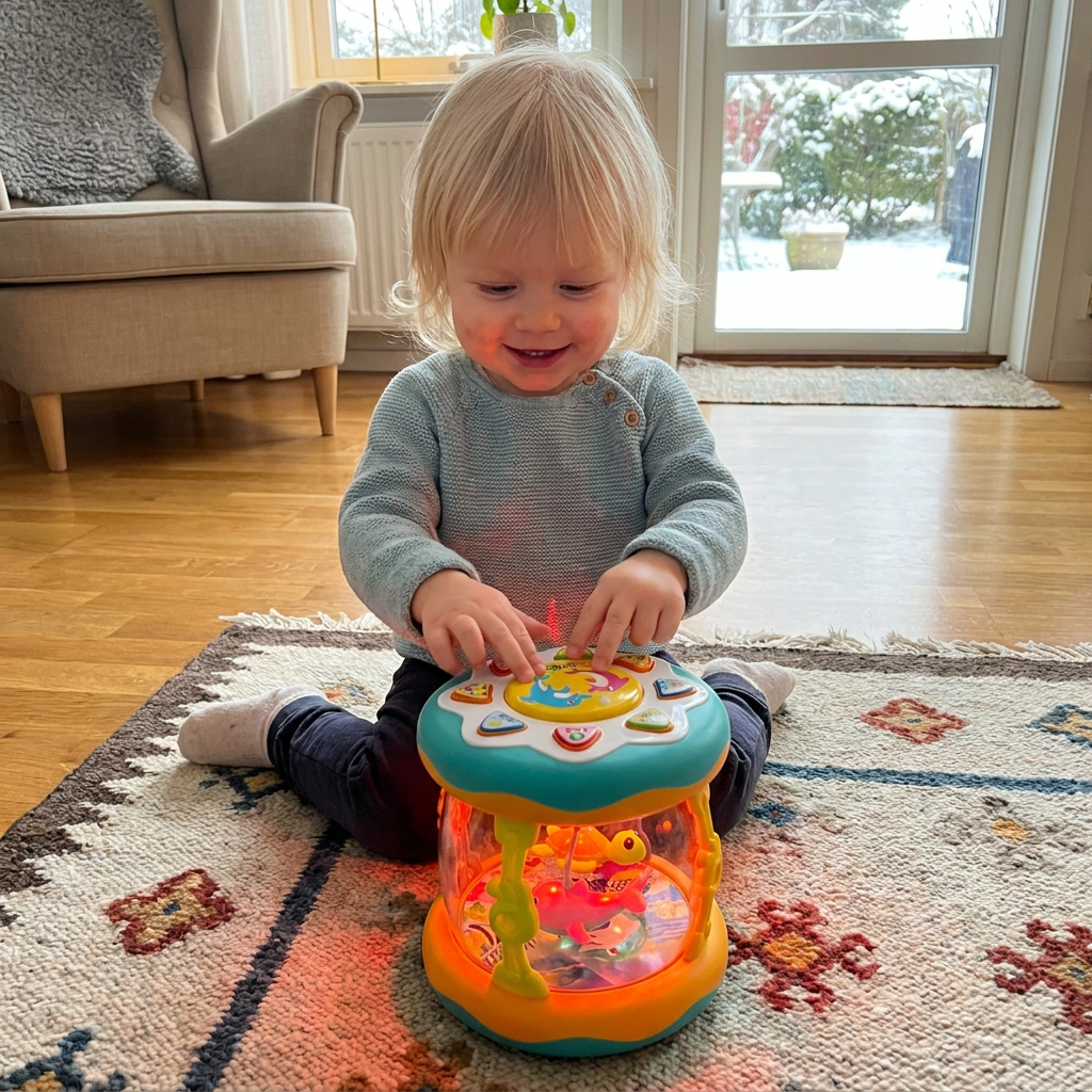 Interaktiv musikleksak med ljus – Montessori-sensorleksak med lugnande vaggvisor