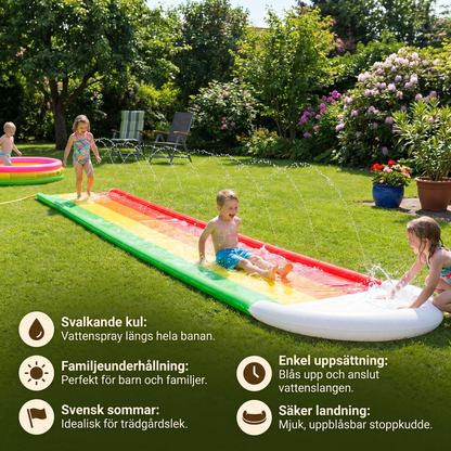 Regenbogens Water Slide – Uppblåsbar Ute-rutschkana för Barn & Familj