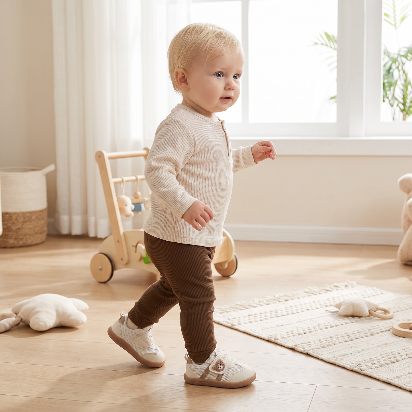 Andningsbara första gångs skor för bebisar och småbarn – mjuk sula och halkfri design